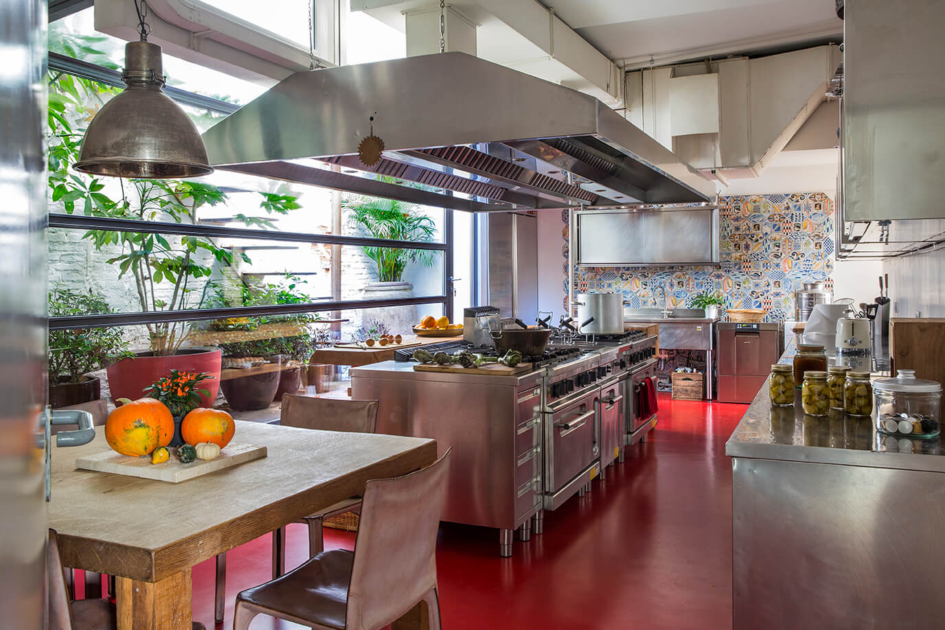 Contemporary kitchen interior with clean lines and modern finishes in Florence townhouse